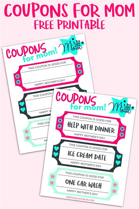 mothers day coupons  printable cool gifts  kids fun crafts