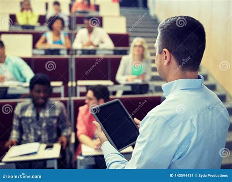 teacher  tablet pc  students  lecture stock image image  high black