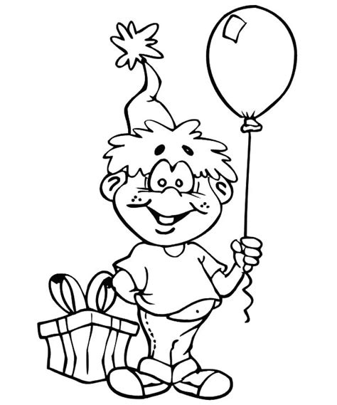birthday boy holding balloon coloring pages  place  color