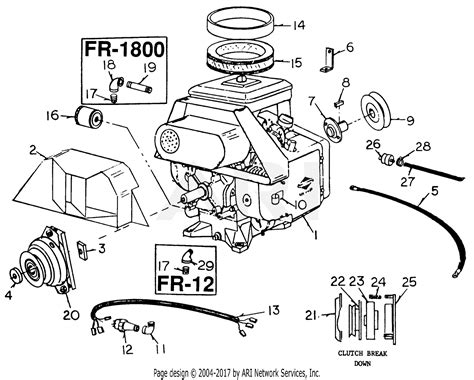 mtd 130 002 190 fr 12 1990 parts diagram for briggs and stratton engine
