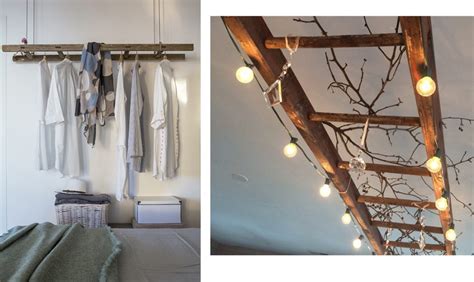 Piccoli vasi con fiori colorati su entrambi i lati · 2. 15 idee per arredare con una scala a pioli - CasaFacile