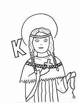 Kateri Saints St Coloring Angels Tekakwitha Kids Color Sketch Female Saint sketch template