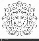 Medusa Coloring Greek Myth Vector Creature Stock Illustration Head Snakes Comic sketch template
