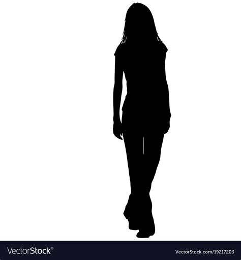 Black Silhouette Woman Standing People On White Vector Image