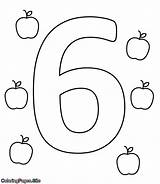 Number Coloring Six sketch template