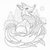 Coloring Fox Pages Nine Tailed Tails Printable Auto Good Getcolorings sketch template