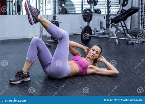 Muscular Woman Doing Abdominal Crunch Stock Image Image Of Body