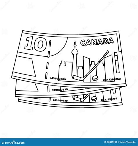 canadian dollar canada single icon  outline style vector symbol