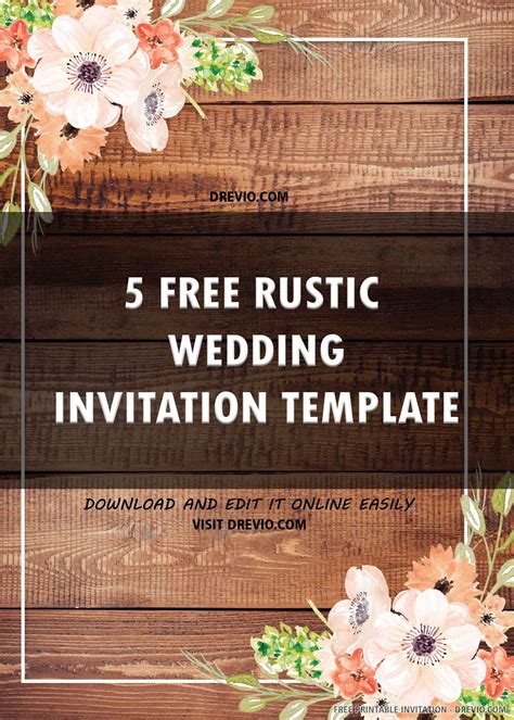 printable rustic wedding invitation templates