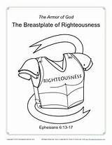 Righteousness Coloring Breastplate Armor God Kids Bible Church Activities School Lessons Sunday Lesson Sundayschoolzone Crafts Pages Printable Preschool Projects sketch template