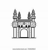 Minar Charminar Hyderabad Coloring Template Vector sketch template