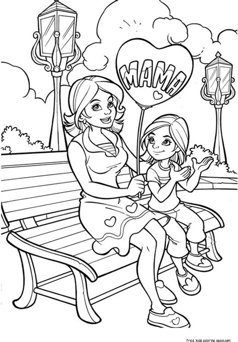 printable happy mother  daughter   park coloring pages