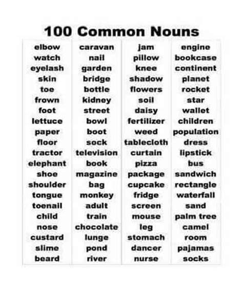 common nouns vocabulary home