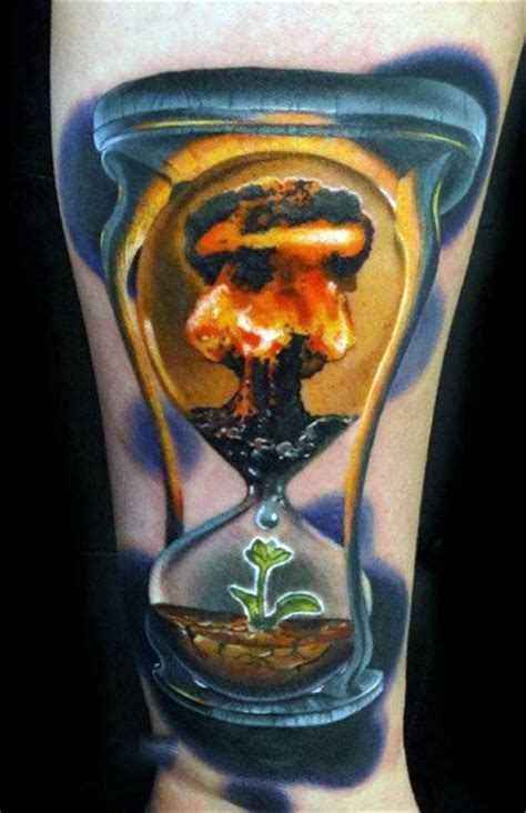 mushroom cloud plant hourglass mens tattoos  wrist