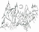 Coloring Pages Lion Witch Mountains Landscape Wardrobe Adults Printable Mountain Landforms Fantasy Adult Village Kids Difficult Night Color Nature Landscapes sketch template