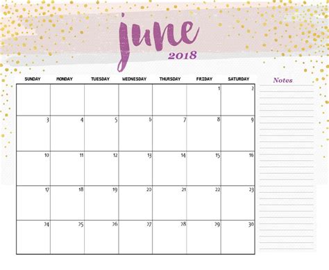 june calendar template printable