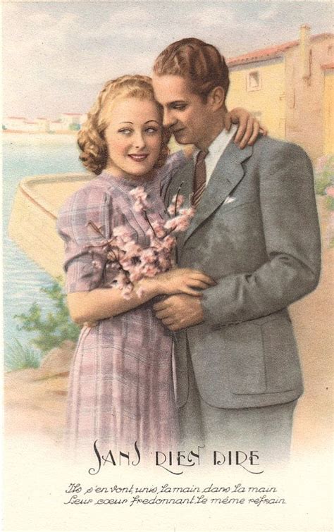 French Romantic Vintage Lovers Postcard Couple Love Card Etsy