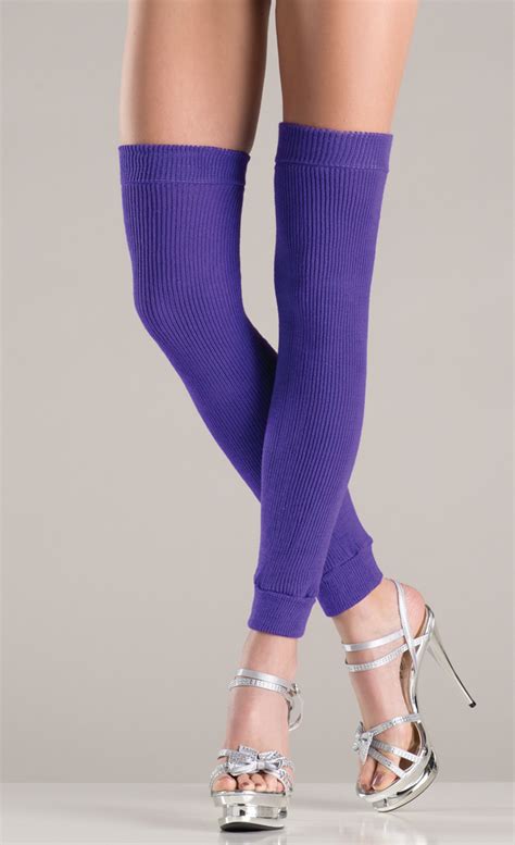 Acrylic Thigh High Leg Warmer Purple