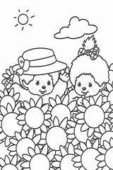 Monchhichi Kiki Monchichi Ausmalen Coloriez Dessins Bilder Sonnenblumen Colorier Malvorlage Ausmalbild Chichi sketch template
