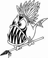 Fish Coloring Piranha Pages Cartoon Clipart Detailed Spear Color Clip Funny Drawing Cliparts Colouring Printable Kids Sheets Book Animal Designlooter sketch template