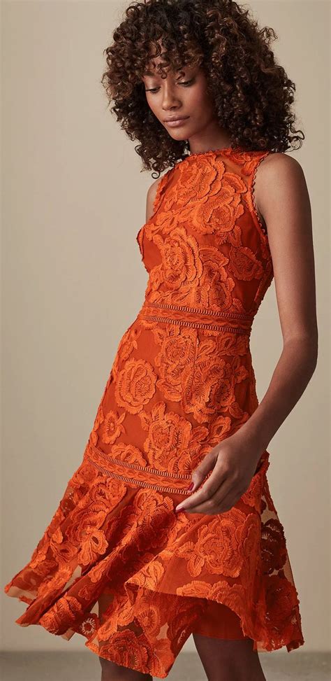 burnt orange lace floral dress perfect dress   spring wedding