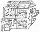 House Clipart Drawing Coloring Rooms Simple Dwelling Interior Cartoon Pages Clip Sketch Printable Template Inside Colouring Outline Kids Structure Clipground sketch template