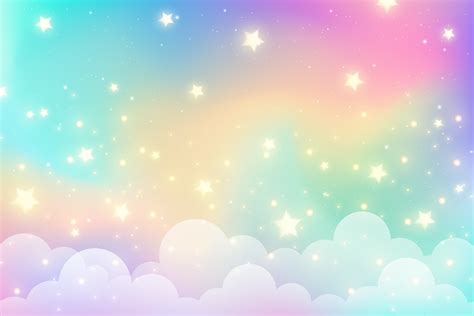 rainbow unicorn background  clouds  stars pastel color sky
