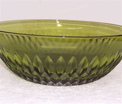 Vintage Olive Green Depression Glass Bowl Triple A Resale