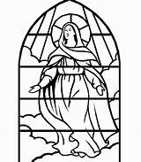 Mother Virgin Stained Stain Assumption Coloringhome Catholic Adults sketch template