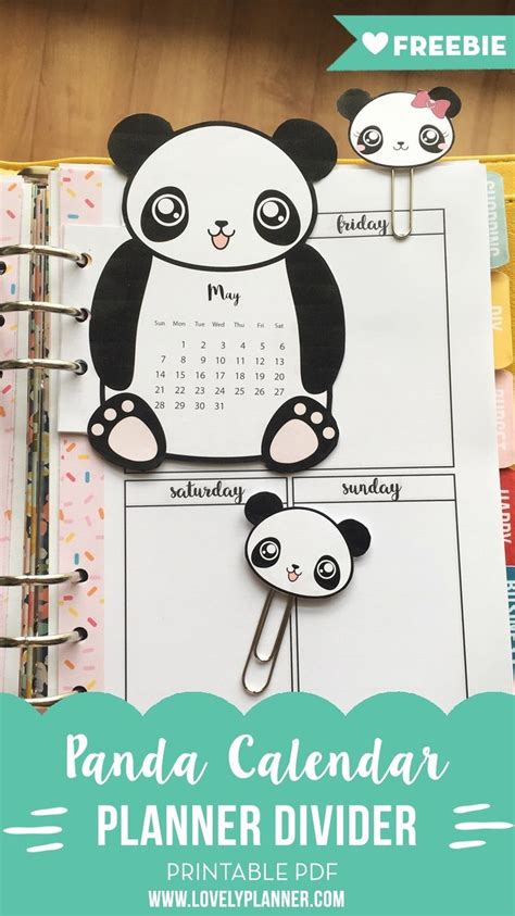 Panda Calendar Divider Paperclips For Your Planner Free Printable