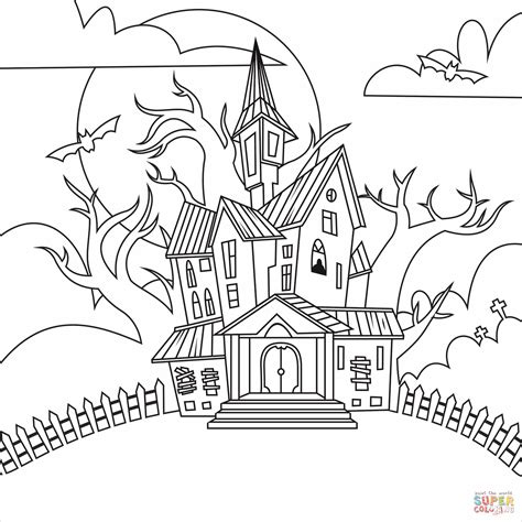 haunted house coloring page  printable coloring pages