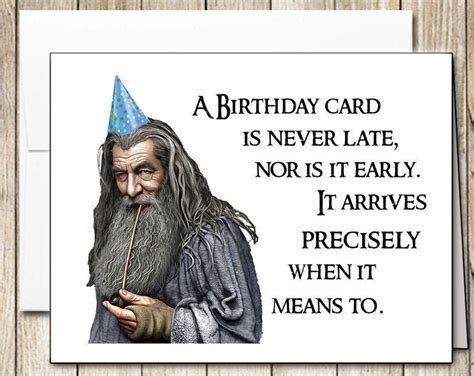 Wizard And Hobbits Belated Or On Time Birthday Card Etsy