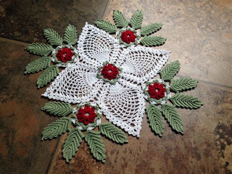 gorgeous holiday christmas handmade crochet lace table decor doily