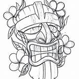 Tiki Tattoo Hawaiian Coloring Mask Pages Warrior Drawing Head Tattoos Drawings Flash Designs Template Party Getdrawings Langdale Victoria Maori Tribal sketch template