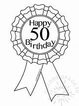 Birthday Ribbon Printable Award Coloring Drawing 50th Pages Happy Getdrawings sketch template