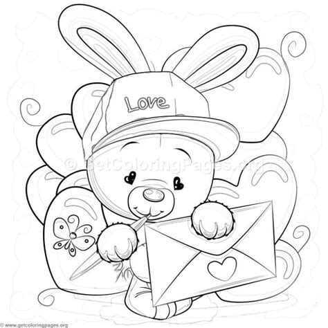 valentine rabbit coloring pages coloring