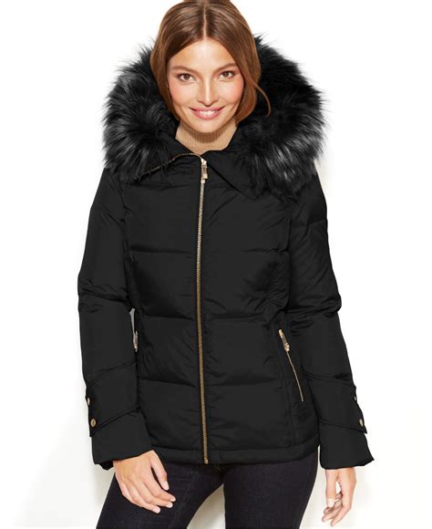 Lyst Calvin Klein Hooded Faux Fur Trim Quilted Puffer