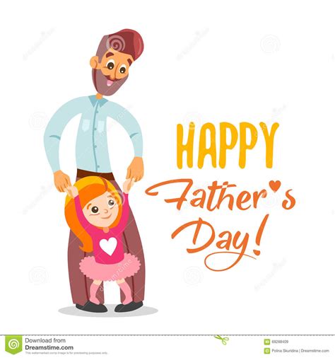 happy father s day card with illustration of dad and