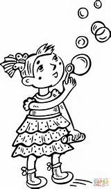 Coloring Clipart Pages Bubbles Blowing Girl Printable Little Bubble Drawing Color Main Girls sketch template