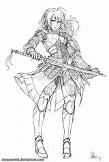 Warrior Coloring Female Lineart Pages Fate Anime Line Meganerid Deviantart Drawing Drawings Woman Warriors Designlooter Women Samurai Paintingvalley sketch template