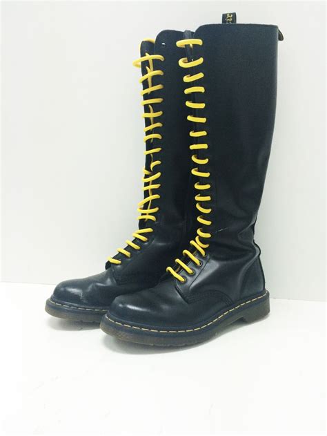 tall  marten boots  yellow laces size   shoes pinterest yellow lace lace