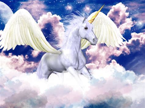 purple sky pegasus stock illustration image  unicorn