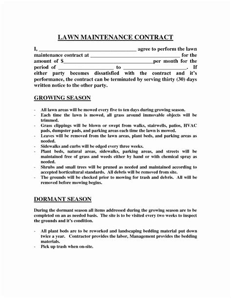 landscape maintenance contract template   maintenance contract