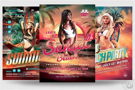beach party flyers psd templates bundle for photoshop