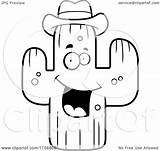 Cactus Hat Happy Cartoon Clipart Wearing Vector Coloring Cory Thoman Outlined Royalty Clip Clipartof sketch template