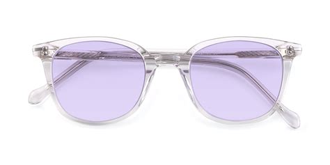 Clear Horn Rimmed Wayfarer Square Tinted Sunglasses With Light Purple