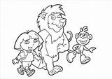 Dora Coloring Pages Kids Boot Lion Explorer sketch template