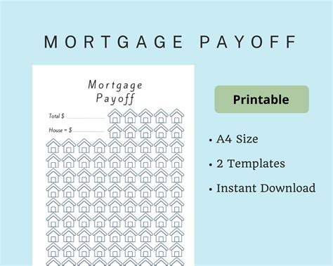 mortgage payoff tracker printable debt  house chart home payoff