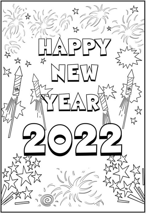 happy  year coloring page  printable coloring pages  kids