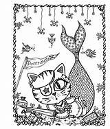 Mermaid Cat Coloring Pirate Pages раскраски все из категории Little Color sketch template